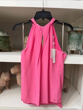 Trina Turk Bubble gum Rich Pink Sleeveless Silk Top New With Tags